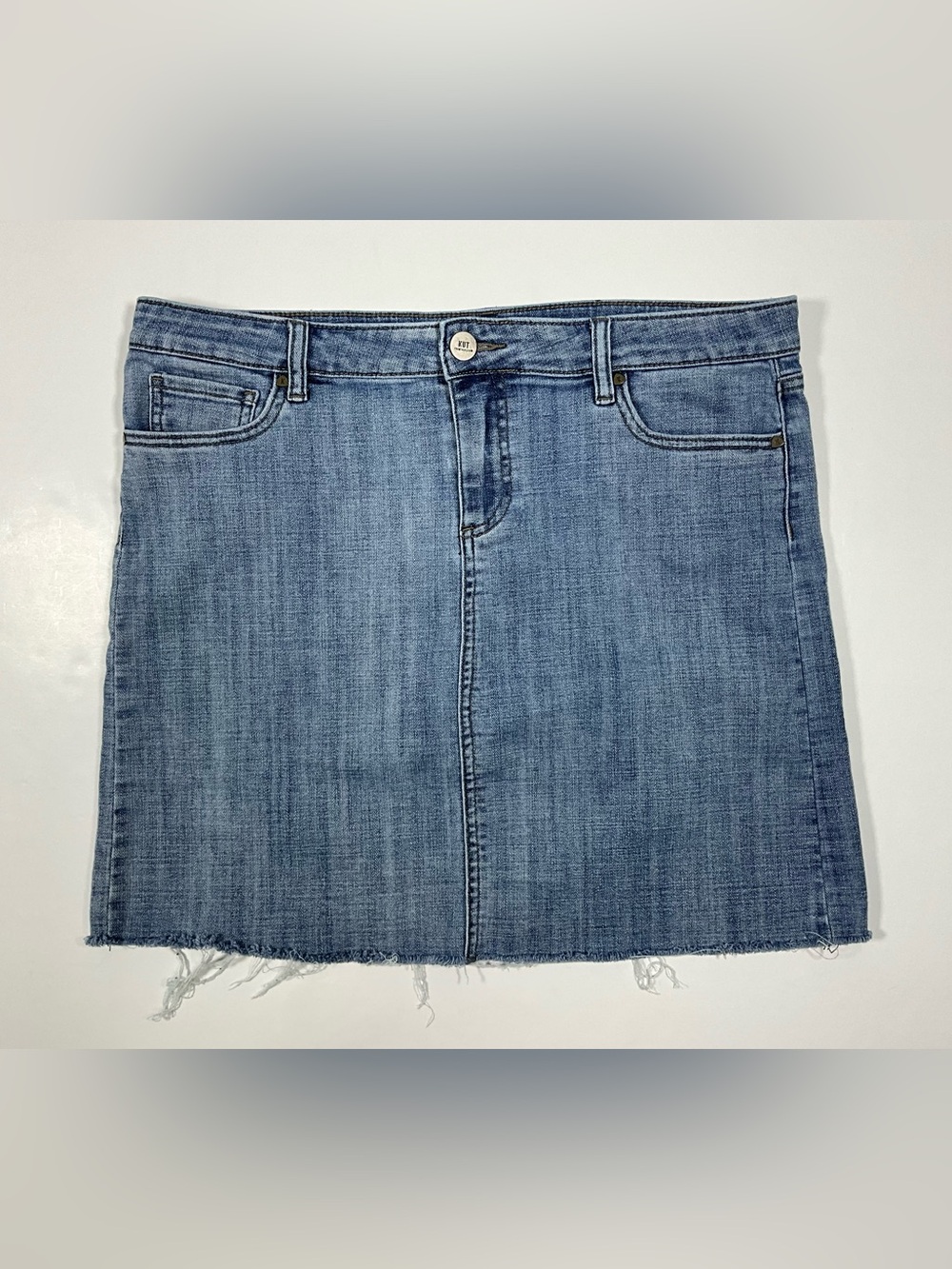 Kut from the Kloth Distressed Hem Denim Skirt Size 14